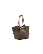 Tote bag en cuir Prato taupe foncé - 52x13x27 cm
