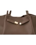Tote bag en cuir Prato taupe foncé - 52x13x27 cm