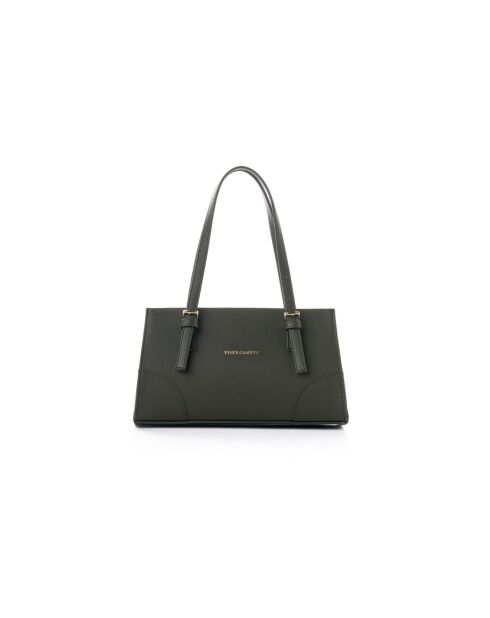Sac bandoulière en cuir Barletta vert foncé - 30x9x19 cm
