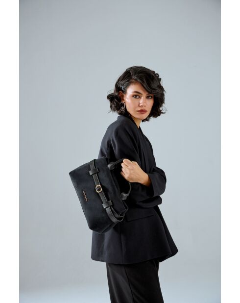 Bolso Vittoria Mini de piel de gamuza negra - 29x18,5x14 cm