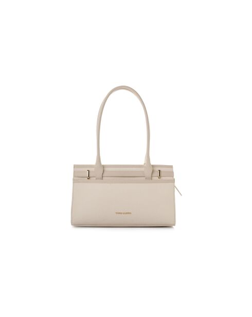 Sac bandoulière en cuir Viterbo crème - 33x12x20 cm
