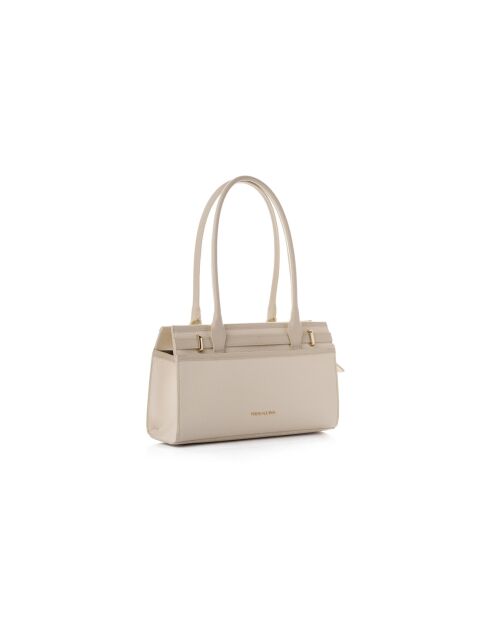 Sac bandoulière en cuir Viterbo crème - 33x12x20 cm