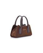 Sac à main en cuir Bergamo daim suède marron - 25x11x13 cm