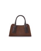 Sac à main en cuir Bergamo daim suède marron - 25x11x13 cm