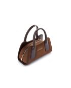 Sac à main en cuir Bergamo daim suède marron - 25x11x13 cm