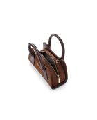 Sac à main en cuir Bergamo daim suède marron - 25x11x13 cm