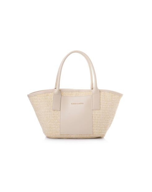 Sac à main en cuir Amalfi crème - 38x12x19 cm