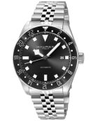 Reloj automático Abisso de acero inoxidable con movimiento Miyota 9075 GMT negro/plateado