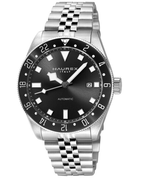 Reloj automático Abisso de acero inoxidable con movimiento Miyota 9075 GMT negro/plateado