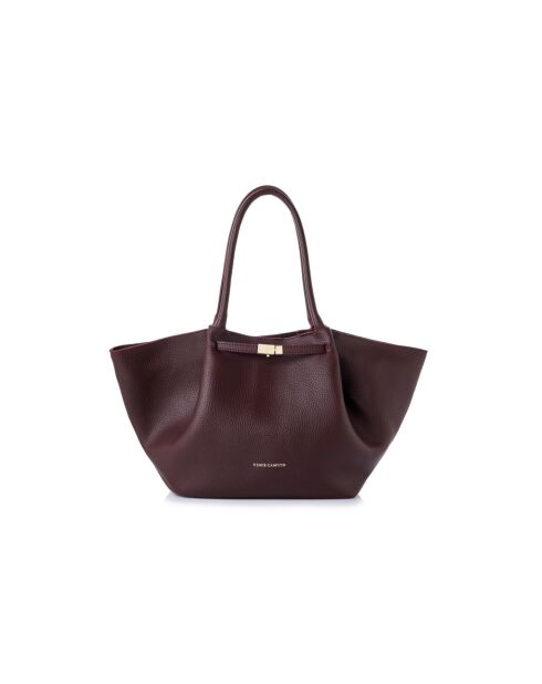 Tote bag en cuir Prato bourgogne - 52x13x27 cm