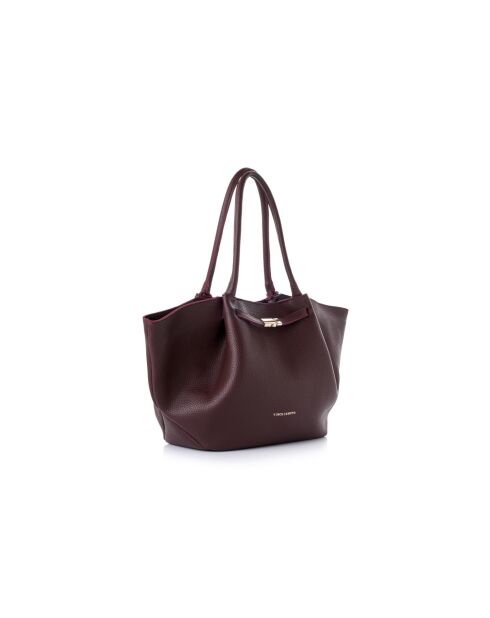 Tote bag en cuir Prato bourgogne - 52x13x27 cm