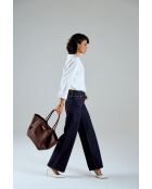 Tote bag en cuir Prato bourgogne - 52x13x27 cm