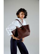 Tote bag en cuir Prato bourgogne - 52x13x27 cm