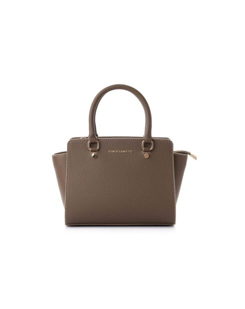 Mini-sac en cuir Andria taupe foncé - 28x11x18 cm