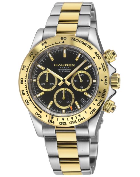 Reloj automático Rallye de acero inoxidable con movimiento VK 63 Quartz chrono negro/plata/dorado