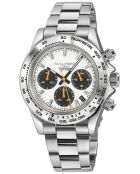 Reloj automático Rallye de acero inoxidable con movimiento VK 63 Quartz chrono negro/blanco/plateado
