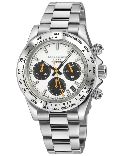 Reloj automático Rallye de acero inoxidable con movimiento VK 63 Quartz chrono negro/blanco/plateado