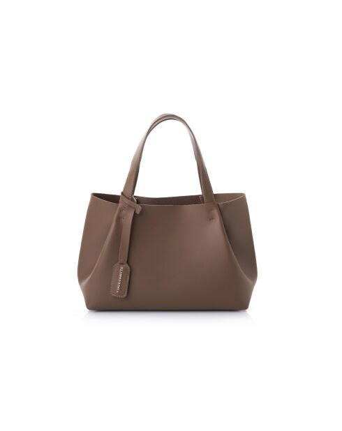Tote bag en cuir Monza taupe foncé - 35x12x20 cm