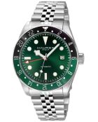 Reloj automático Abisso de acero inoxidable con movimiento Miyota 9075 GMT verde/plateado