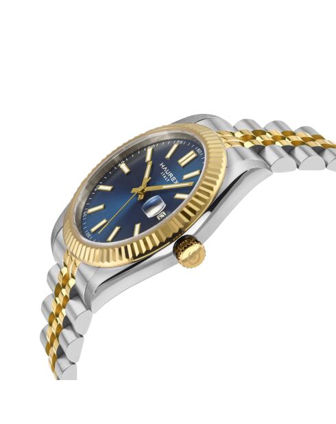Reloj automático Impero Miyota 8215 de acero inoxidable con movimiento azul/plata/dorado