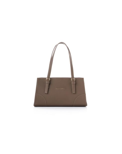 Sac bandoulière en cuir Barletta taupe foncé - 30x9x19 cm