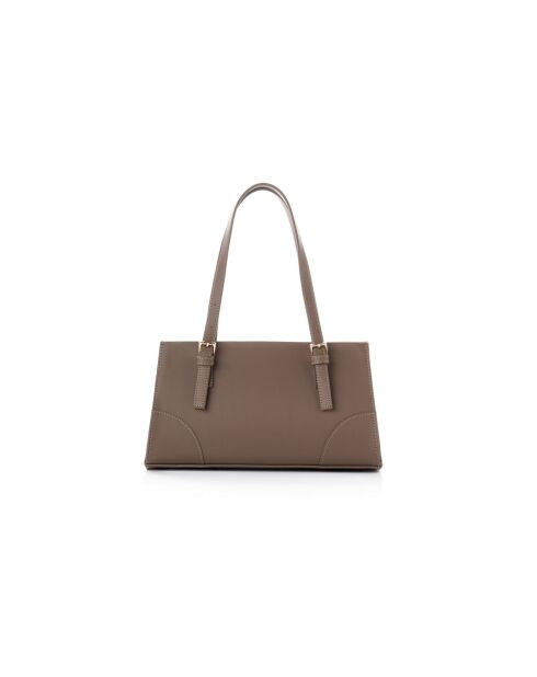 Sac bandoulière en cuir Barletta taupe foncé - 30x9x19 cm