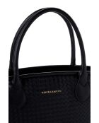 Sac à main en cuir Marsala noir - 36x12x19 cm
