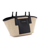 Borsa a mano nera in pelle di Amalfi - 38x12x19 cm