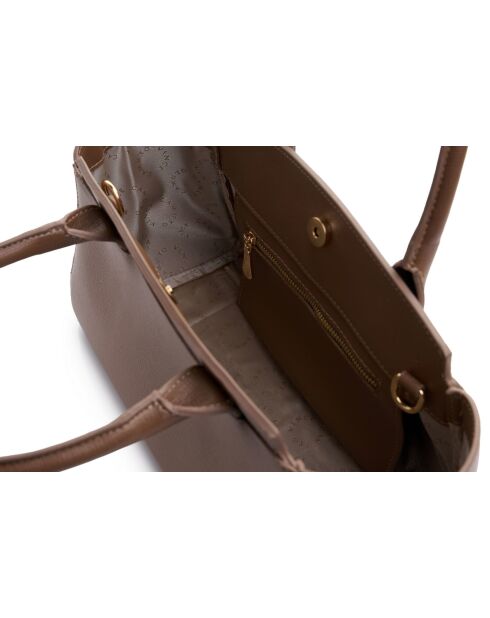 Tote bag en cuir Messina taupe - 33,5x14x15 cm