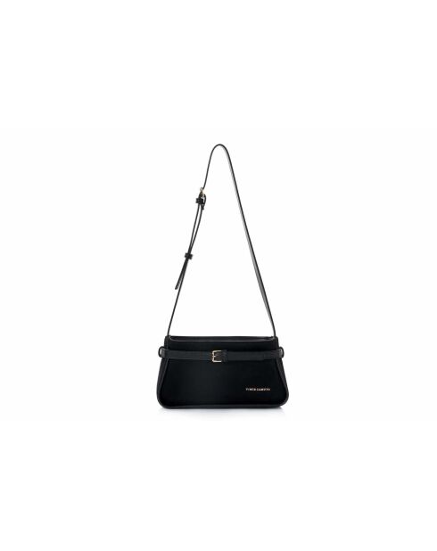 Sac bandoulière en cuir Atri suède noir - 25x6,5x14 cm