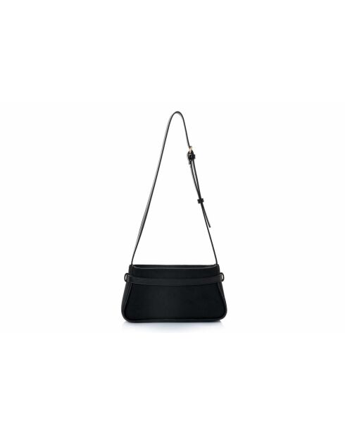 Sac bandoulière en cuir Atri suède noir - 25x6,5x14 cm