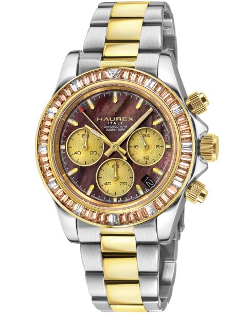 Reloj automático Acrobaleno de acero inoxidable, movimiento VK 63, cronómetro de cuarzo, marrón, plateado y dorado