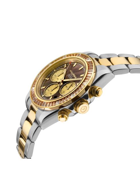 Reloj automático Acrobaleno de acero inoxidable, movimiento VK 63, cronómetro de cuarzo, marrón, plateado y dorado