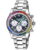 Reloj automático Acrobaleno de acero inoxidable con movimiento VK 63 Quartz chrono multicolor y plateado