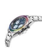 Reloj automático Acrobaleno de acero inoxidable con movimiento VK 63 Quartz chrono multicolor y plateado