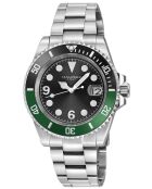 Reloj automático Barracuda de acero inoxidable, movimiento automático Miyota, ultrafino 9015, negro/plateado