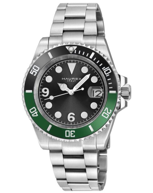 Reloj automático Barracuda de acero inoxidable, movimiento automático Miyota, ultrafino 9015, negro/plateado