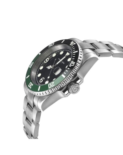 Reloj automático Barracuda de acero inoxidable, movimiento automático Miyota, ultrafino 9015, negro/plateado