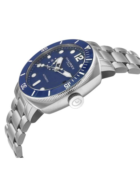 Reloj automático Fortezza Miyota MD309G de acero inoxidable, movimiento azul/plateado