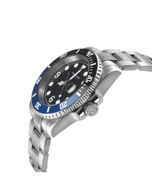 Reloj automático Barracuda de acero inoxidable, movimiento automático Miyota, ultrafino 9015, negro/plateado