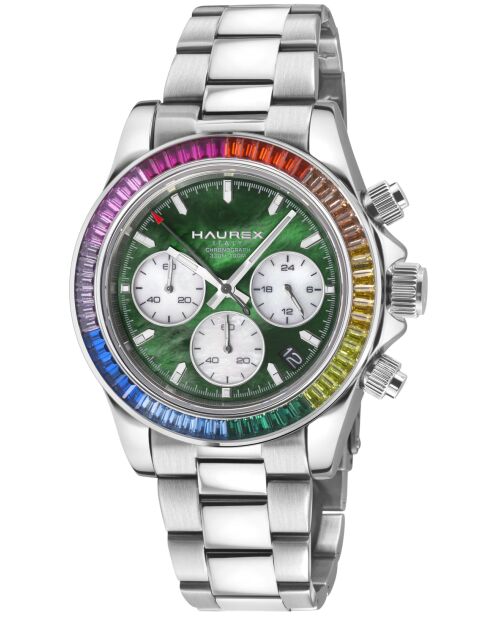 Reloj automático Acrobaleno de acero inoxidable con movimiento VK 63 Quartz chrono multicolor y plateado
