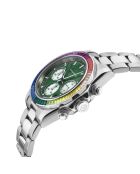 Reloj automático Acrobaleno de acero inoxidable con movimiento VK 63 Quartz chrono multicolor y plateado