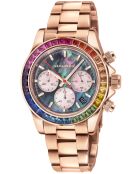 Orologio automatico Acrobaleno in acciaio con movimento VK 63 Crono al quarzo multicolore/oro rosa