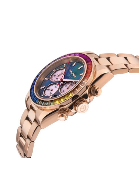Reloj automático Acrobaleno de acero inoxidable con movimiento VK 63, cronómetro de cuarzo, multicolor y movimiento en oro rosa