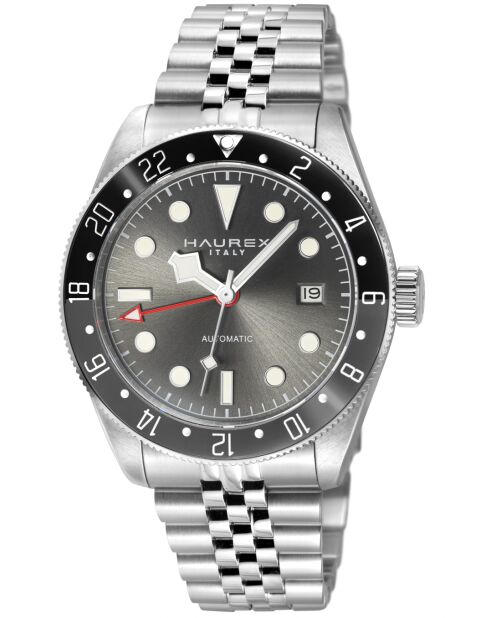 Reloj automático Abisso de acero inoxidable con movimiento Miyota 9075 GMT negro/plateado