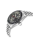 Reloj automático Abisso de acero inoxidable con movimiento Miyota 9075 GMT negro/plateado