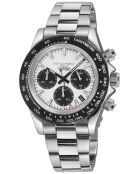 Reloj automático Rallye de acero inoxidable con movimiento VK 63 Quartz chrono negro/blanco/plateado