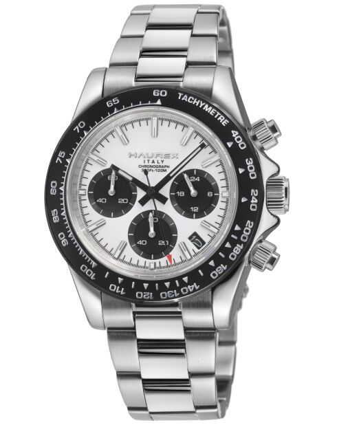 Reloj automático Rallye de acero inoxidable con movimiento VK 63 Quartz chrono negro/blanco/plateado