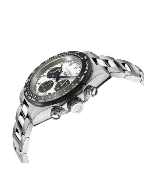 Reloj automático Rallye de acero inoxidable con movimiento VK 63 Quartz chrono negro/blanco/plateado