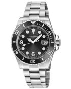 Reloj automático Barracuda de acero inoxidable, movimiento automático Miyota, ultrafino 9015, negro/plateado